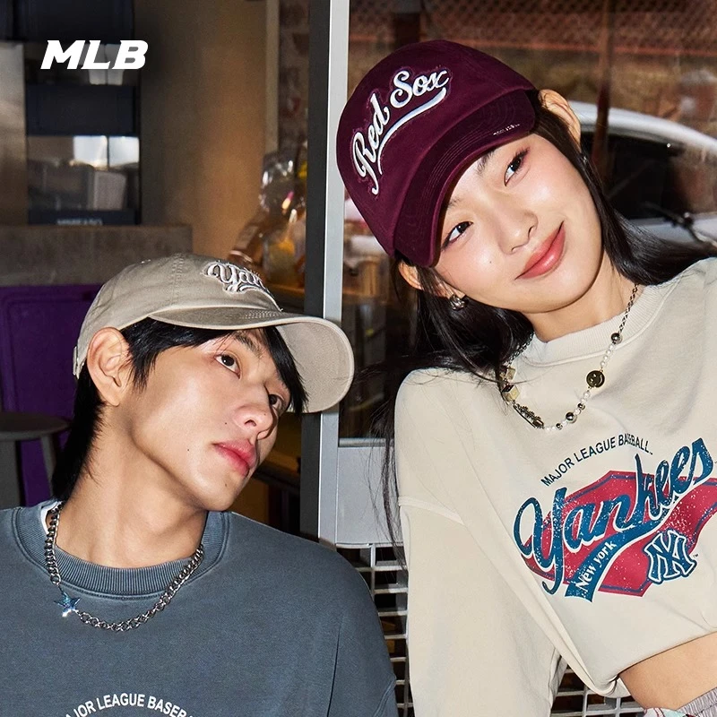 MLB官方 复古运动男女学院风可调节棒球帽大logo25新款 M25NCPV01