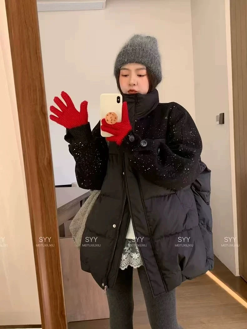 冬欧货立领双口袋风白鸭绒休闲派克羽绒服风衣外套8815