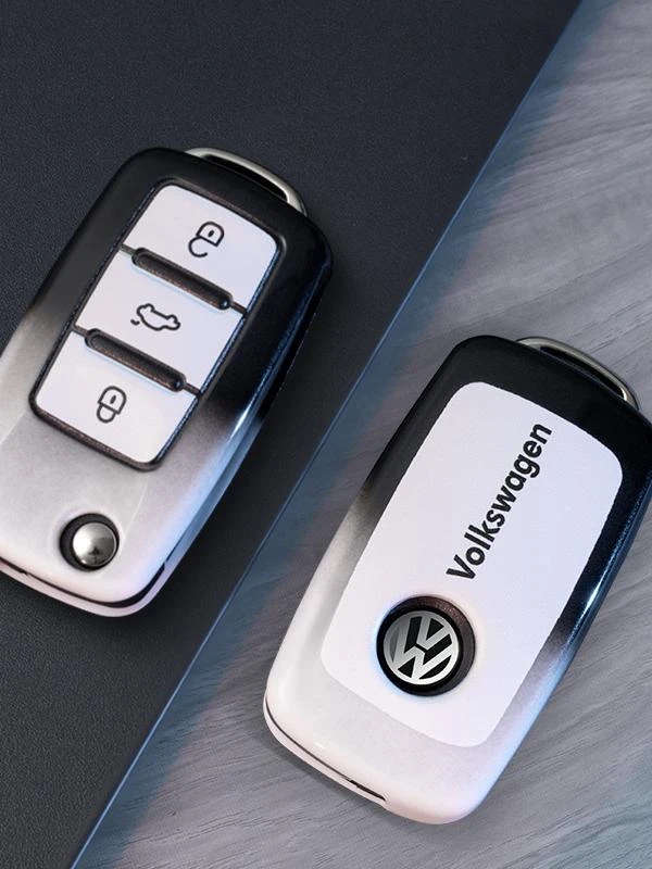 大众途昂黑白渐变钥匙套途观朗逸速腾高档包壳扣汽车钥匙套扣壳包