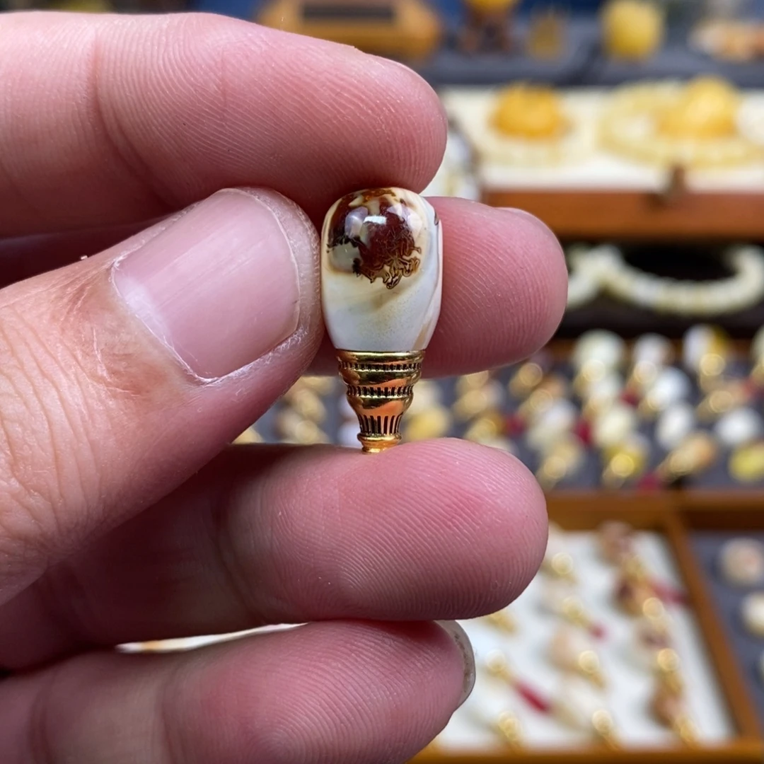 蜜蜡未镶嵌裸石配饰沁色三通尺寸9.9