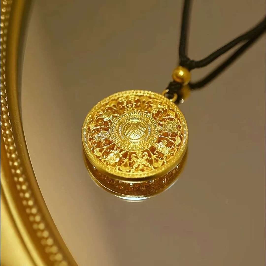 铜合金吊坠 电镀八宝罗盘吊坠男女士项链编织绳长款毛衣链