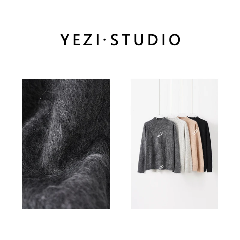 【奶油暖绒】髙克重羊绒拉绒无缝半高领针织衫24419517