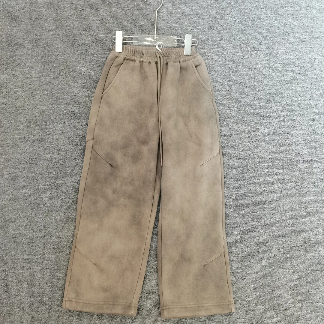 5239冬季加绒新款直筒外穿阔腿宽松休闲裤