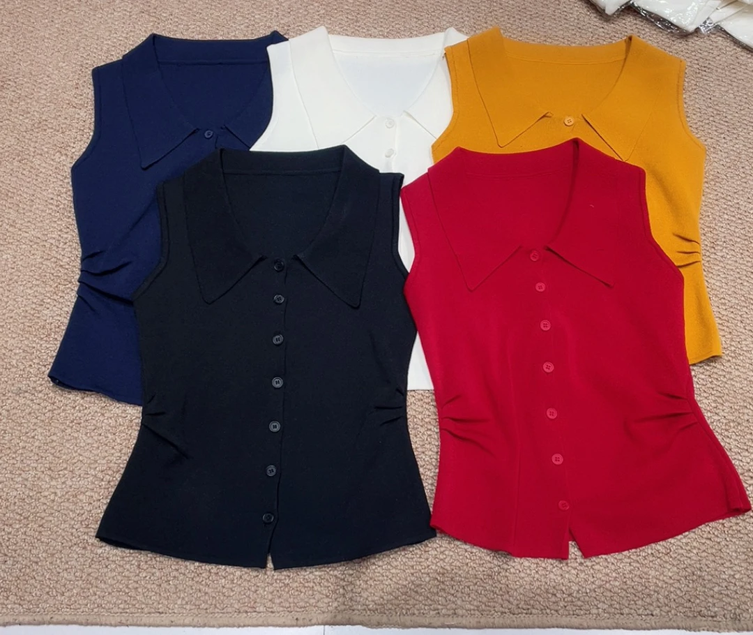 修身型女常规早秋款毛针织衫纯色设计感极简风