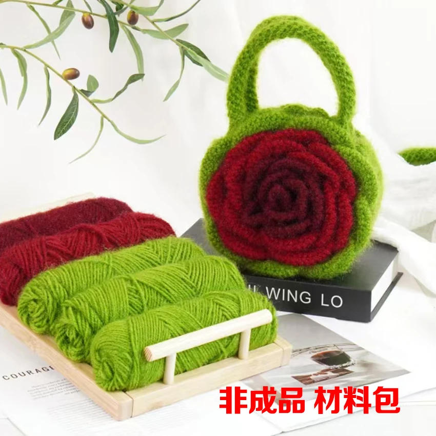 【非成品】山茶花手工钩织包包手拎包 玫瑰花包包 国风经典时尚漂亮