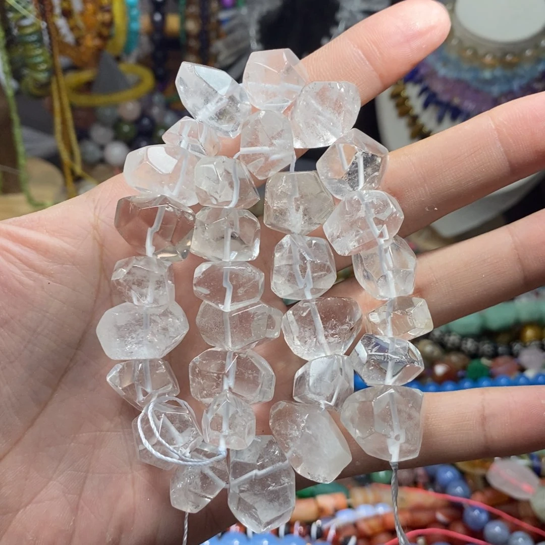未镶嵌，天然白水晶随行16-18mm，石英质玉