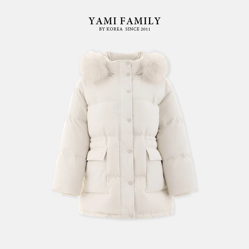 【小暖炉】YM 732 鹅绒服加厚保暖休闲简约纯色韩版大毛领羽绒服