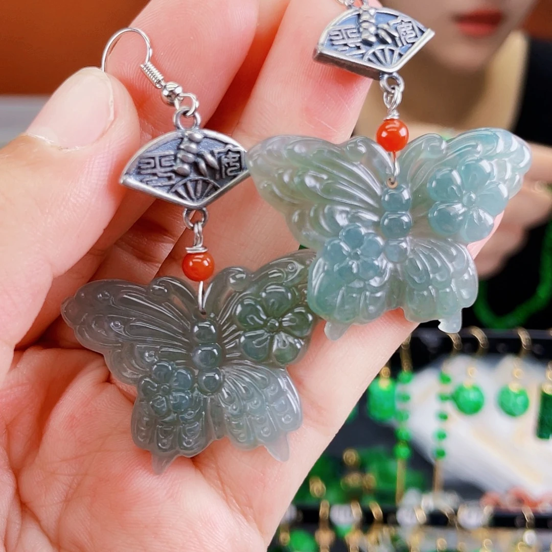 翡翠未镶嵌耳饰饰品