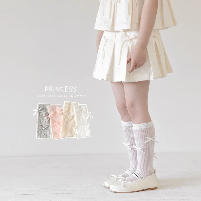 女童长筒袜夏季薄款棉袜儿童芭蕾风公主袜韩系甜美女宝网眼小腿袜
