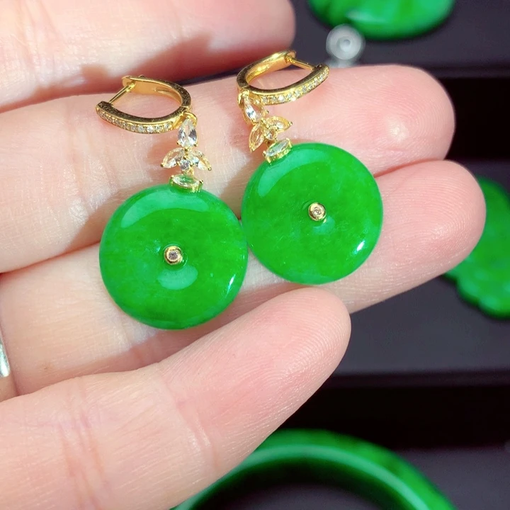 翡翠18K金镶嵌耳饰耳饰