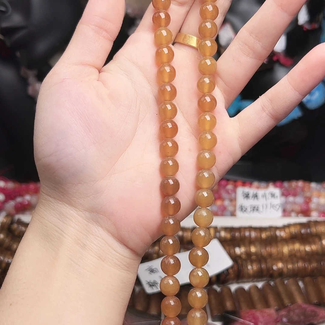 玛瑙/玉髓合金珠宝半成品u228 8m 焦糖一条