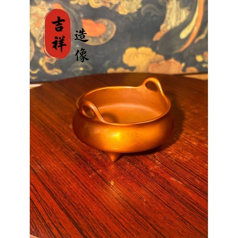 纯紫铜纯手工《桥耳香炉》办公室书桌摆件
