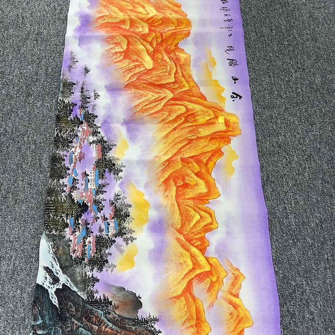 国画卖字画的小男孩