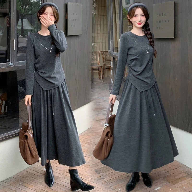 纯欲风休闲风通勤时尚两件套装2025秋季新款中长款辣妈cleanfit风