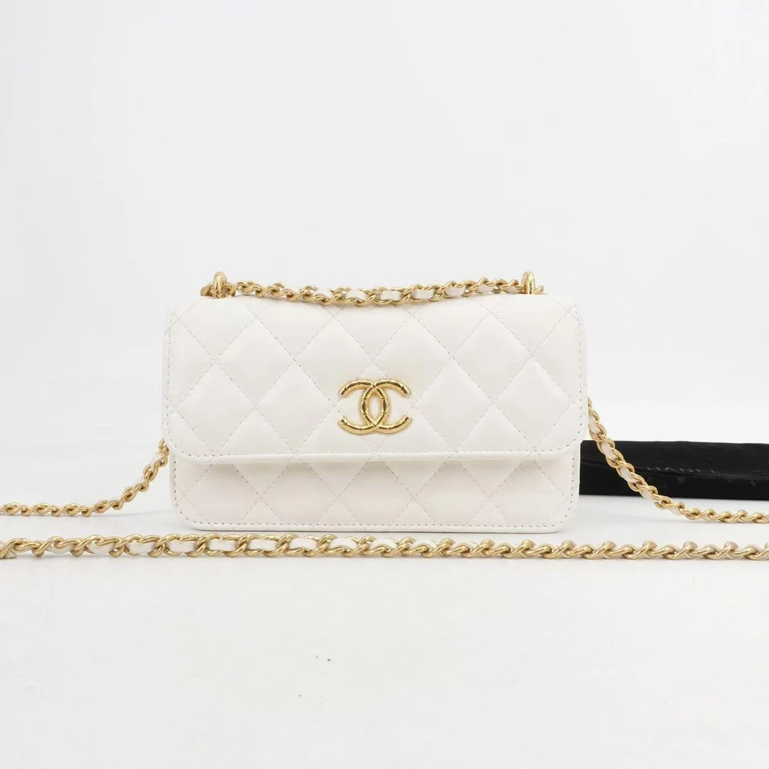95新 Chanel/香奈儿 GGS香奈儿23C mini woc手机包白色87051777