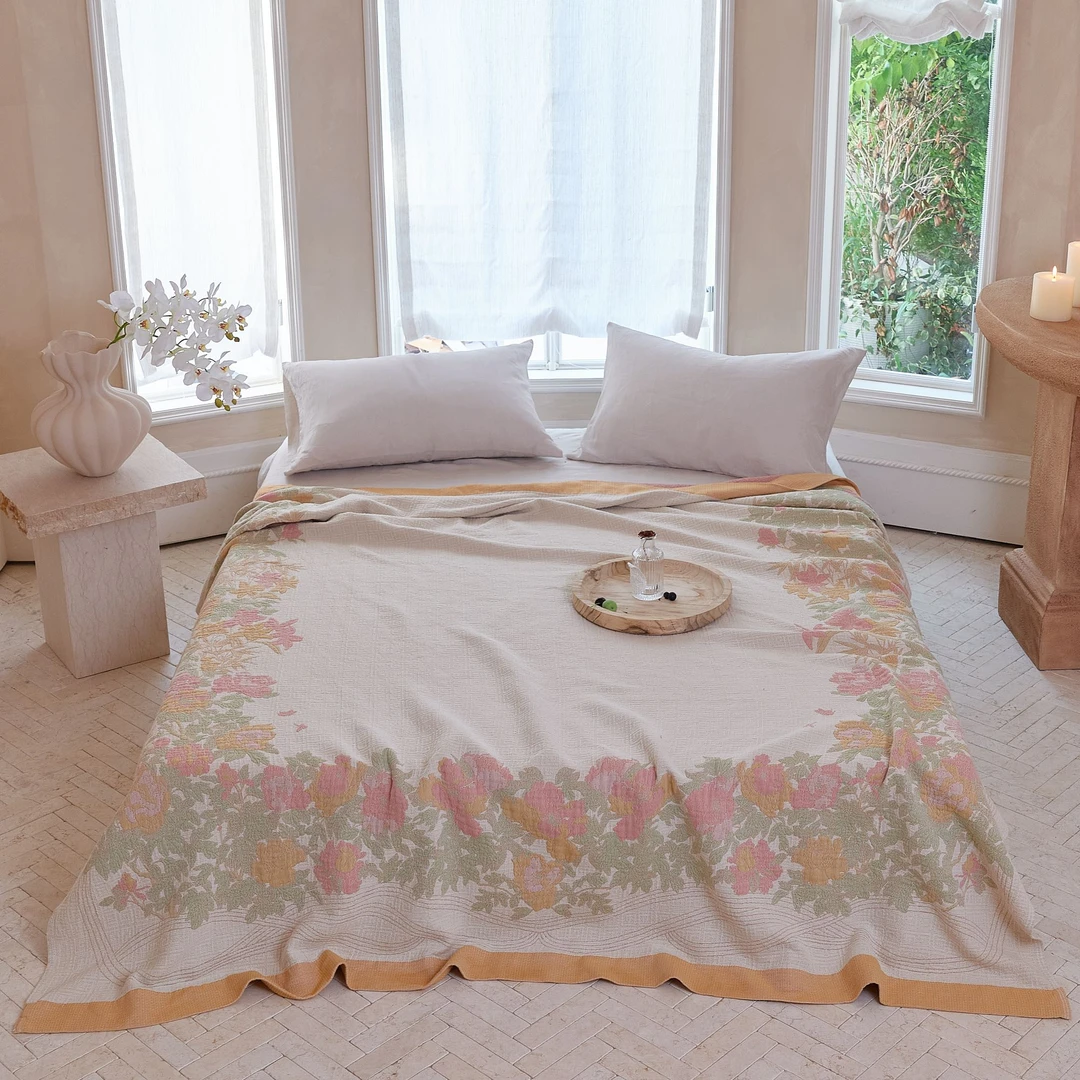 【戴安娜】2*2.3米棉麻床盖柔软亲肤毯