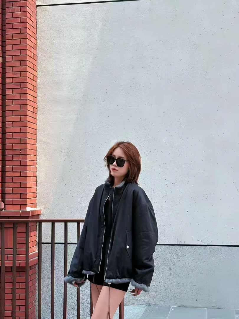 新款休闲潮流两面穿短款皮草派克