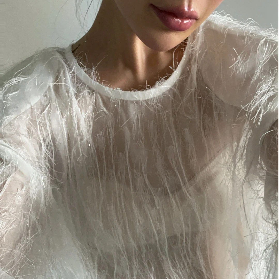 VIVISPLENDID19919#（定制款NO退NO换）后拉链法式微透叠穿打底衫