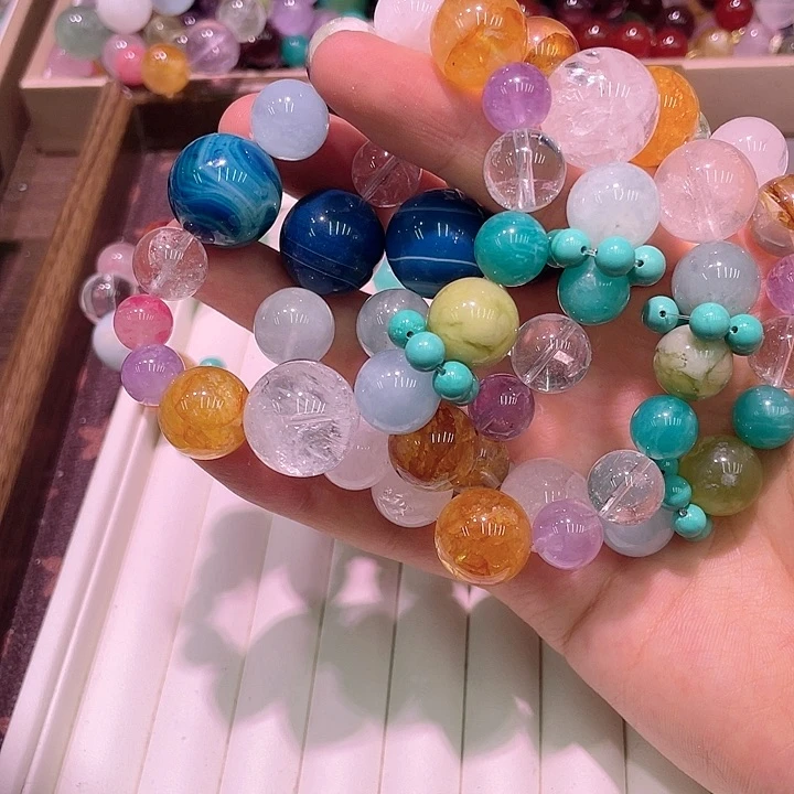 水晶手串未镶嵌星球多宝