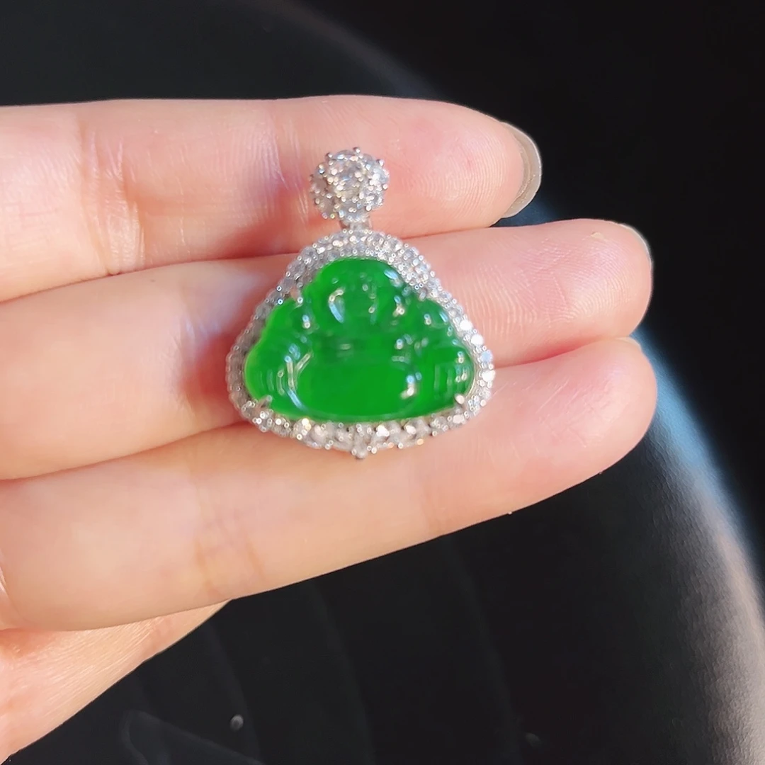 桃***橙翡翠银S925镶嵌颈饰