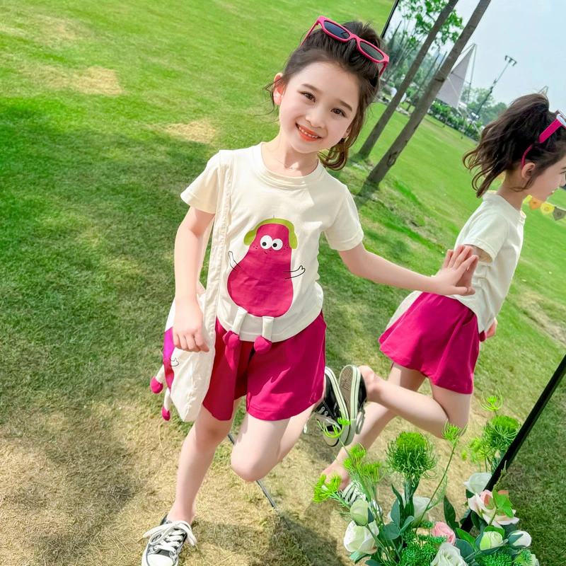 女童夏季套装2025新款网红炸街儿童洋气时髦夏装女宝宝休闲两件套