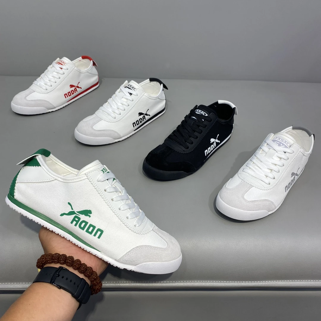 2025新款低帮系带布面防滑软底小白鞋舒适轻奢时尚休闲百搭男鞋