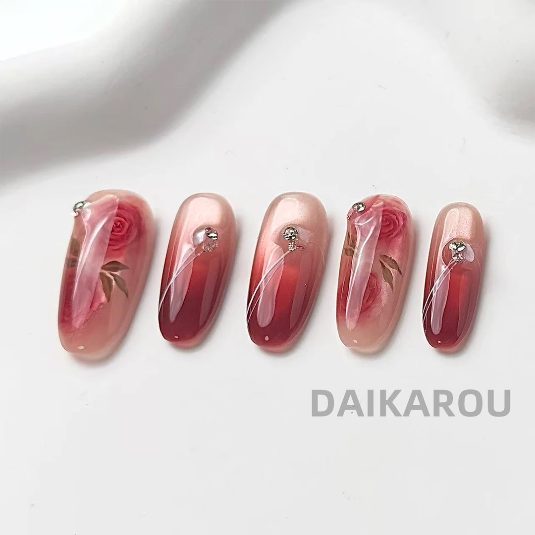 雾漫玫瑰夜 黛卡柔 预售 此度 短椭圆中椭圆长椭圆手工穿戴甲10片