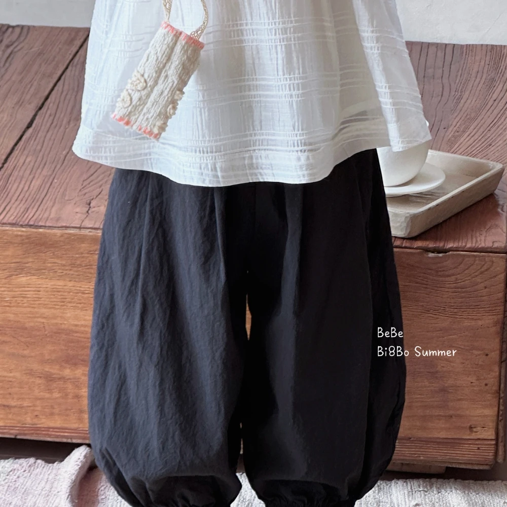 bi8bo2025夏季新款儿童裤子男童女童薄款韩版宽松天丝防蚊裤31176