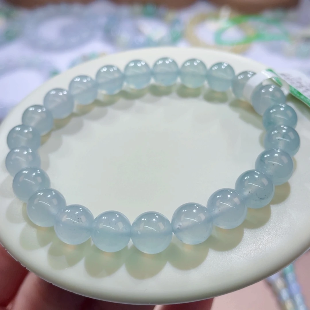 未镶嵌手链翡翠天空蓝卡8+
