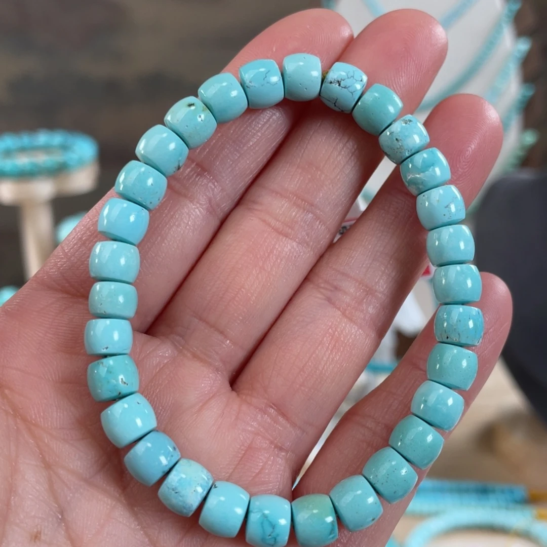 绿松石未镶嵌套链6.8精品直切手串