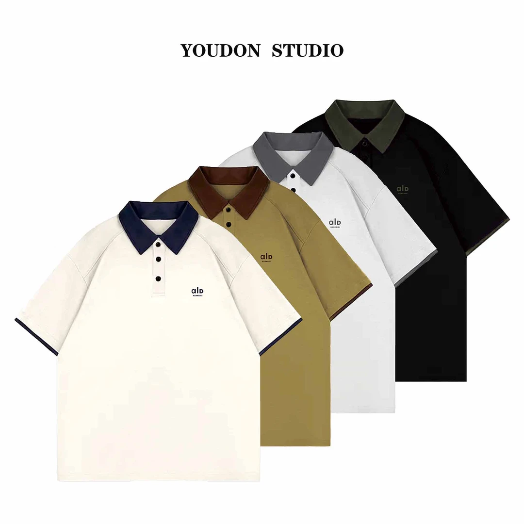 夏季新款液氨棉刺绣假两件翻领polo衫短袖百搭休闲宽松透气1192