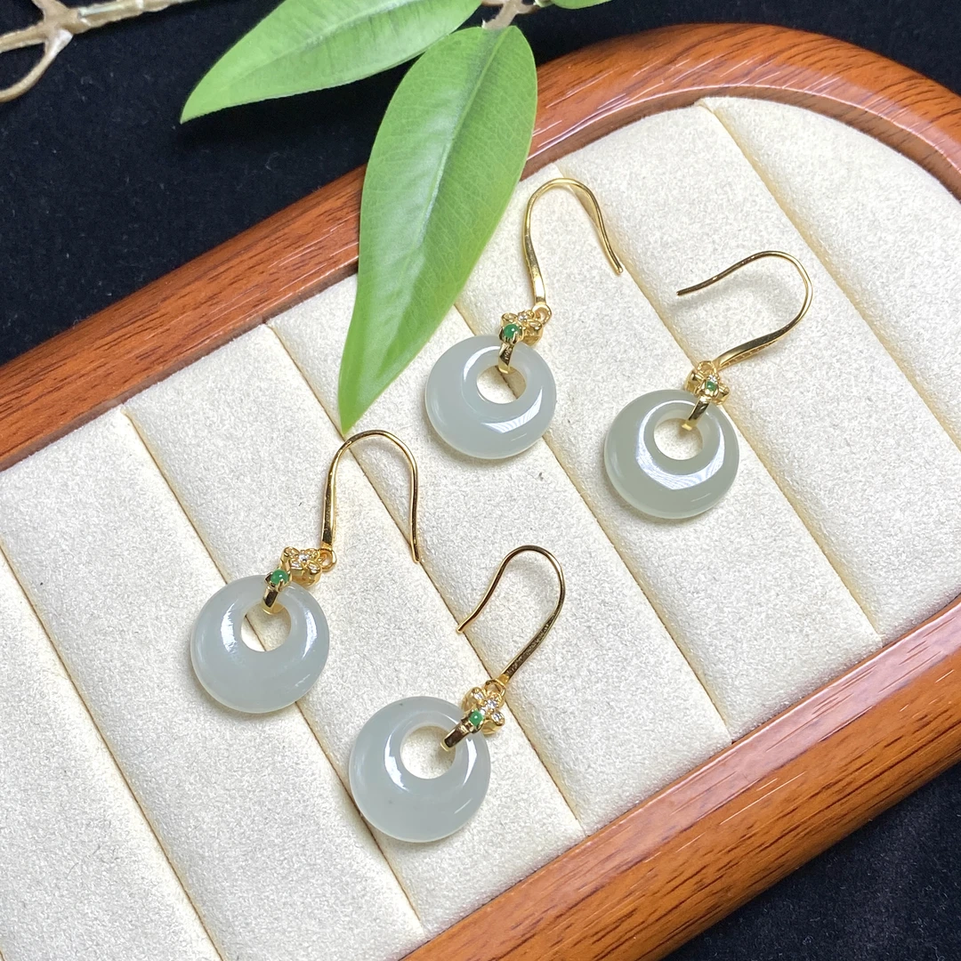 S925银和田玉晴水耳饰-约15*4mm-RC250628015-SY-多样性发一