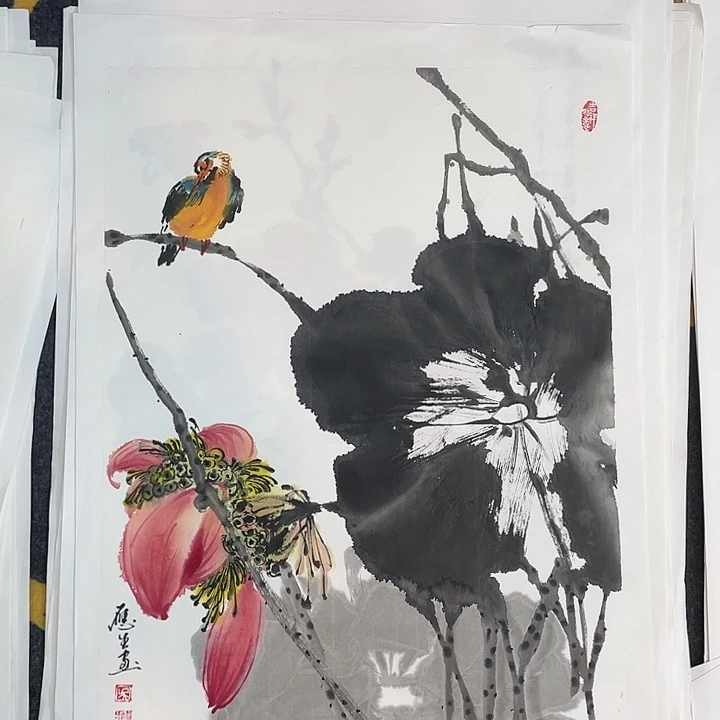 国画四尺三开作品