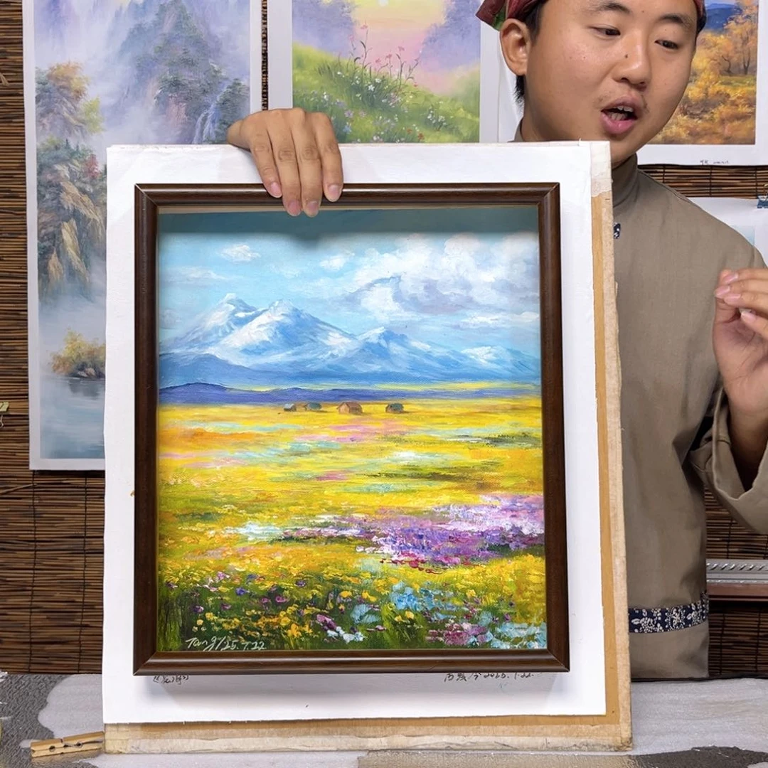 油画行路人小院绘画作品竞拍