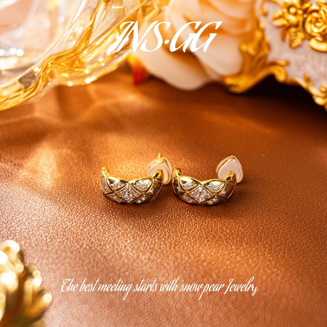 铜合金合成锆石耳饰 【INS · GG】小众新款轻奢精致耳环DCE1223