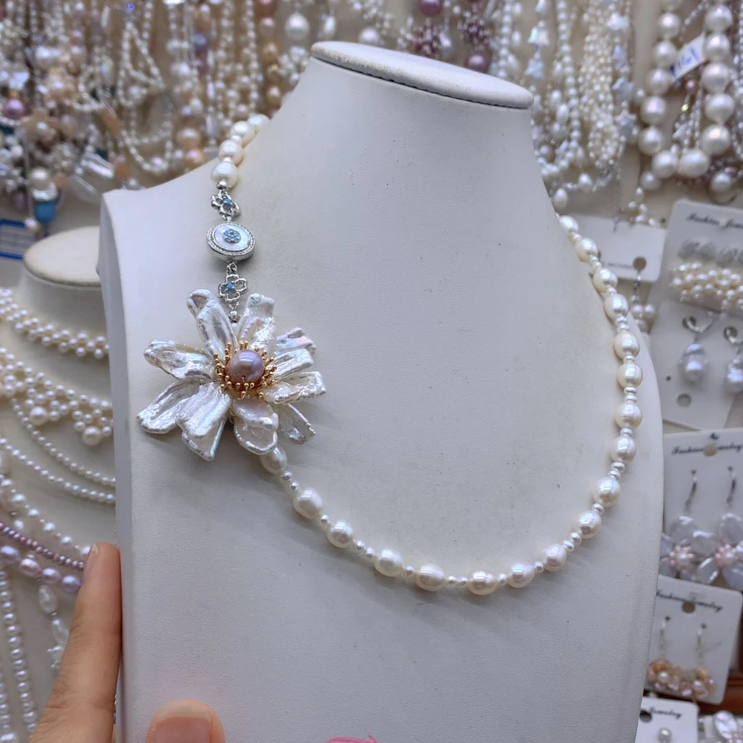 茶***蛋合金淡水珍珠项链耳饰