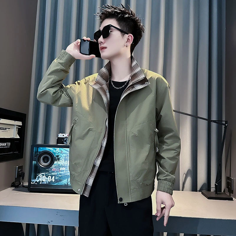 假两件外套男士春秋季爆款2025新款高级感潮牌拼色休闲时尚夹克帅