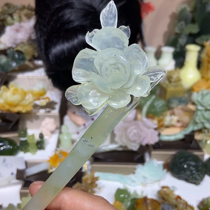 蛇纹石玉未镶嵌发饰