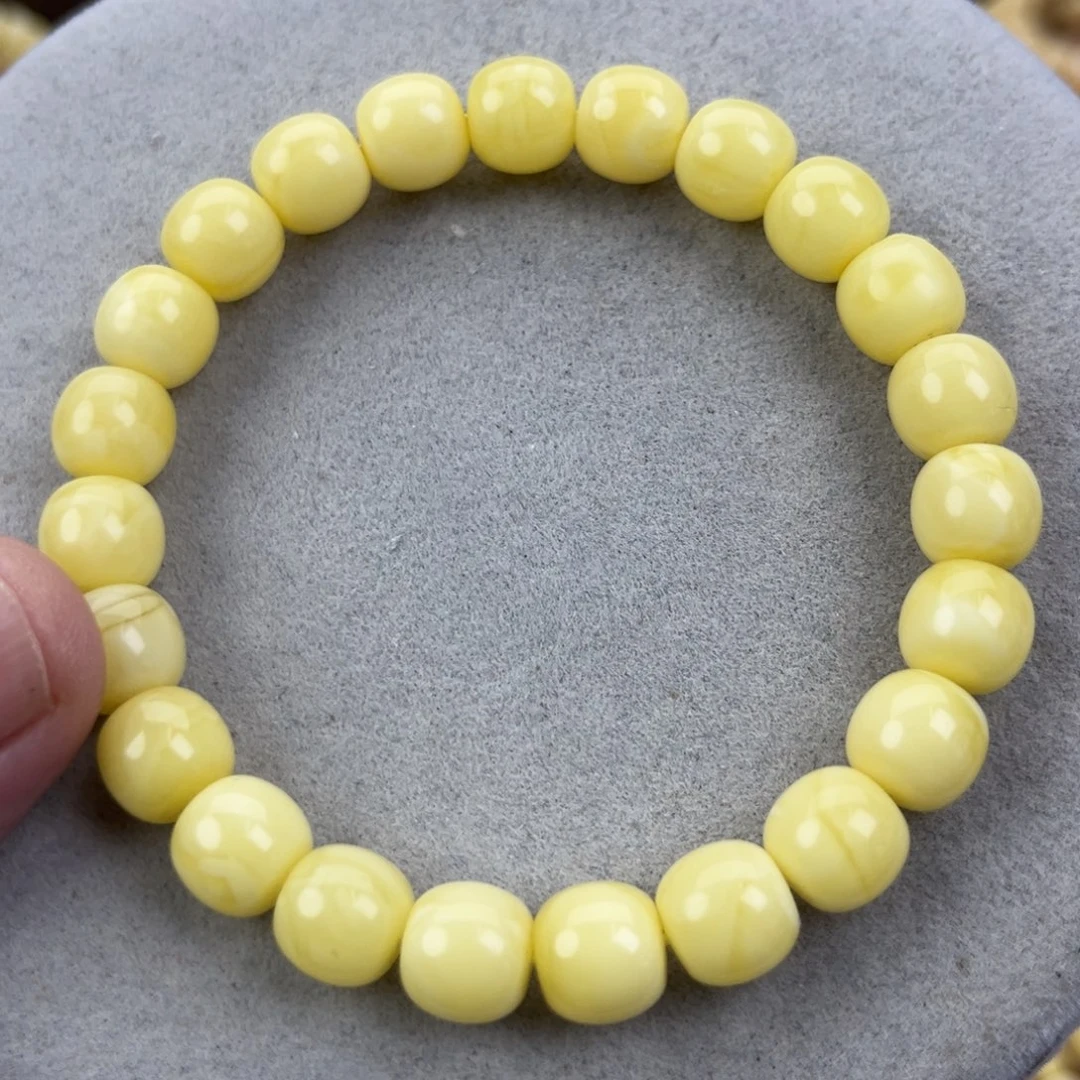 手串蜜蜡未镶嵌纯天然俄料奶白极限弧高桩9.5*9腕口18+