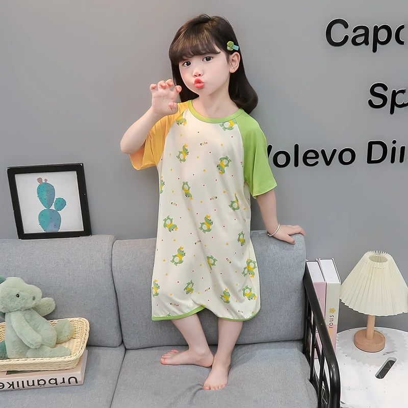 女童睡裙夏款女孩薄款莫代尔连体夏季空调服宝宝睡衣卡通儿童睡袋
