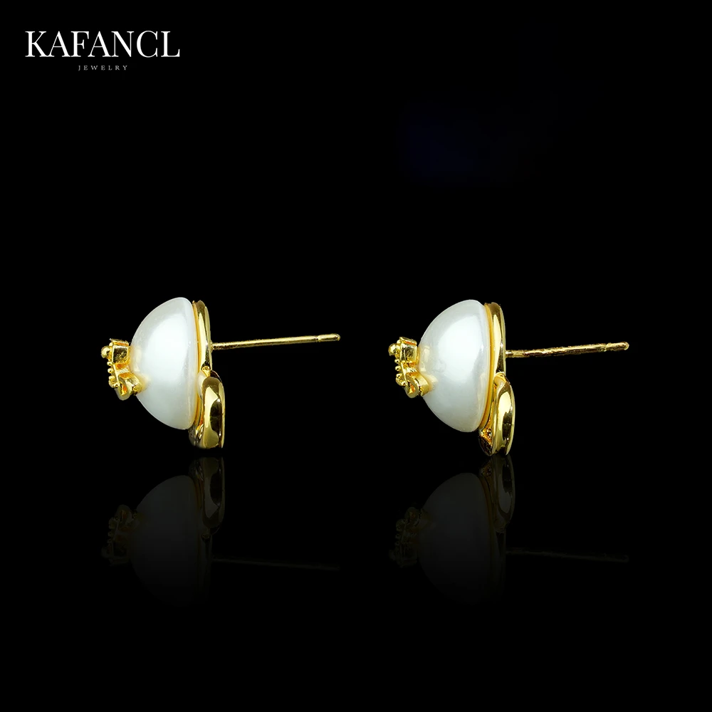 合金仿珍珠耳饰 红楼  925银针 镀K金 星球别针耳饰 ZF-A564