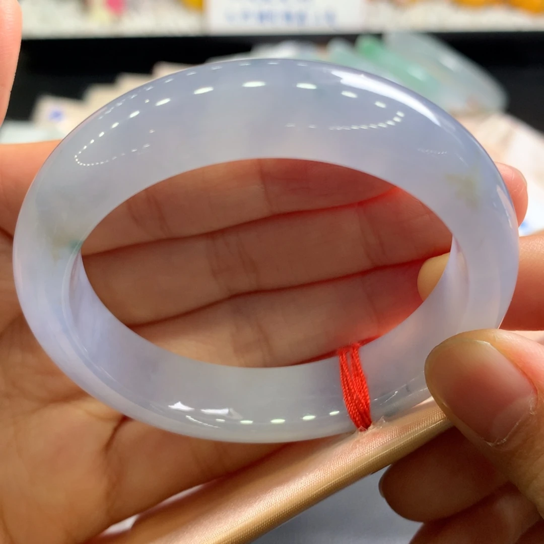 翡翠未镶嵌手镯27号50.8圈蓝紫色