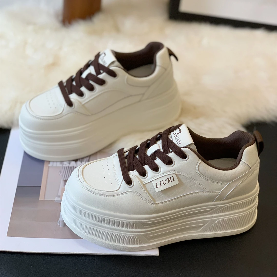 松糕厚底小个子增高休闲板鞋女2025秋冬新款时尚简约学院风小白鞋