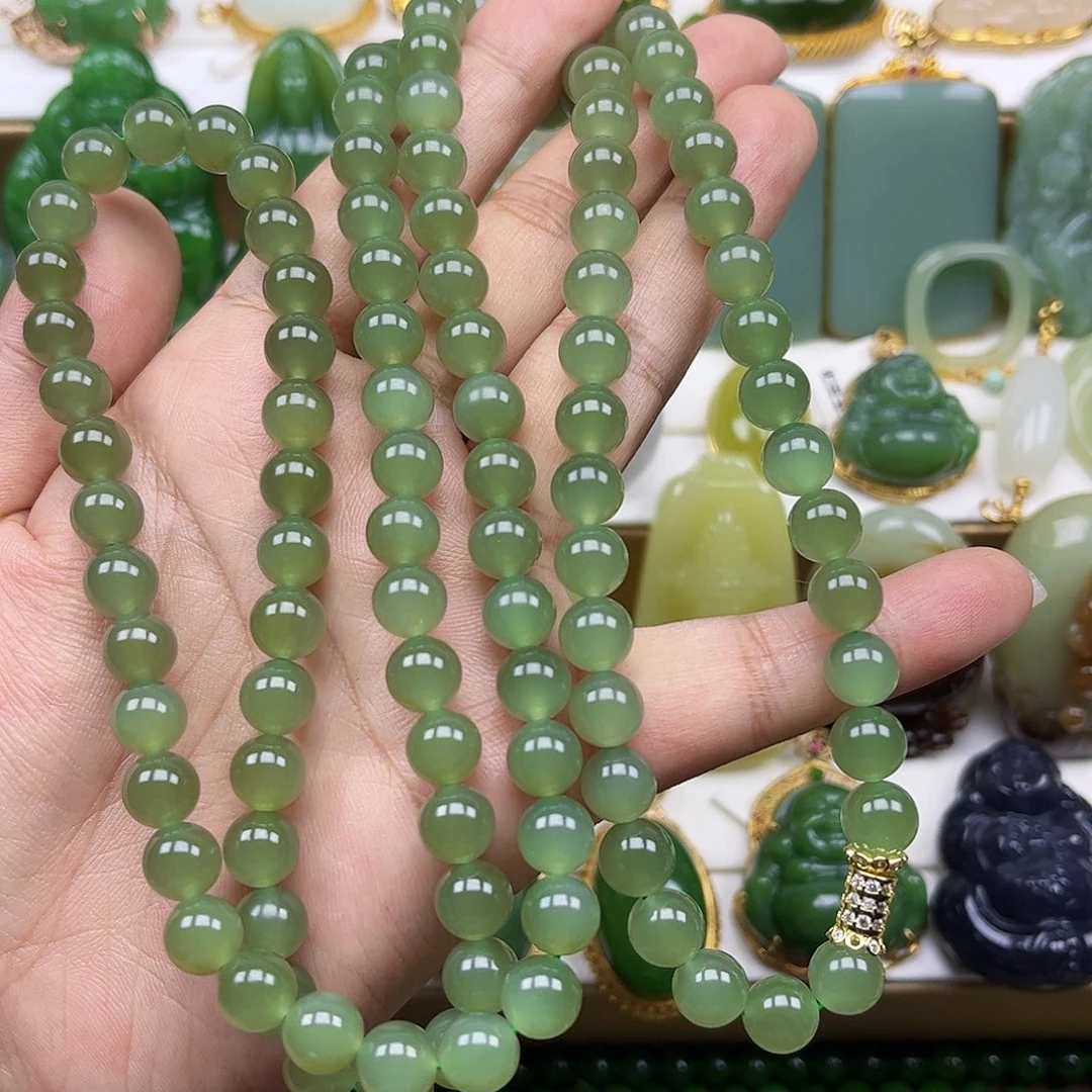 项链未镶嵌和田玉冰底108颗卡8