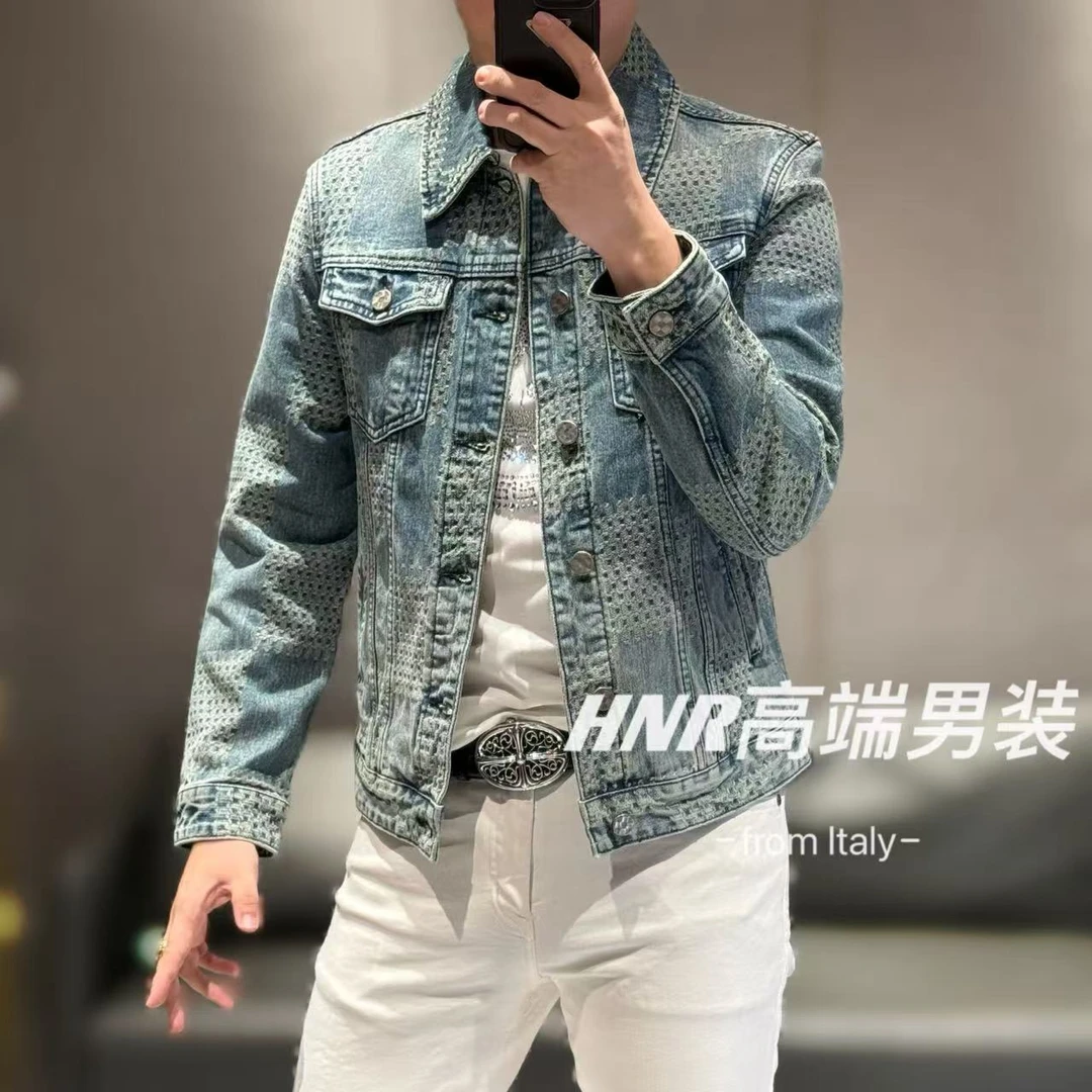 高端欧货全身激光烧花水洗重工立体裁剪春季新品牛仔夹克85063