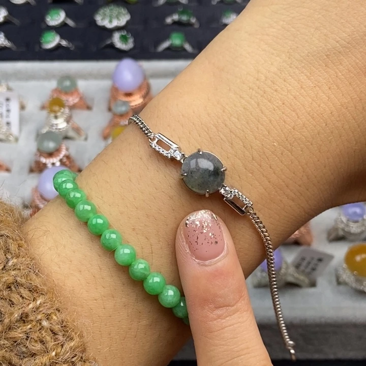 翡翠手链银S925镶嵌手链