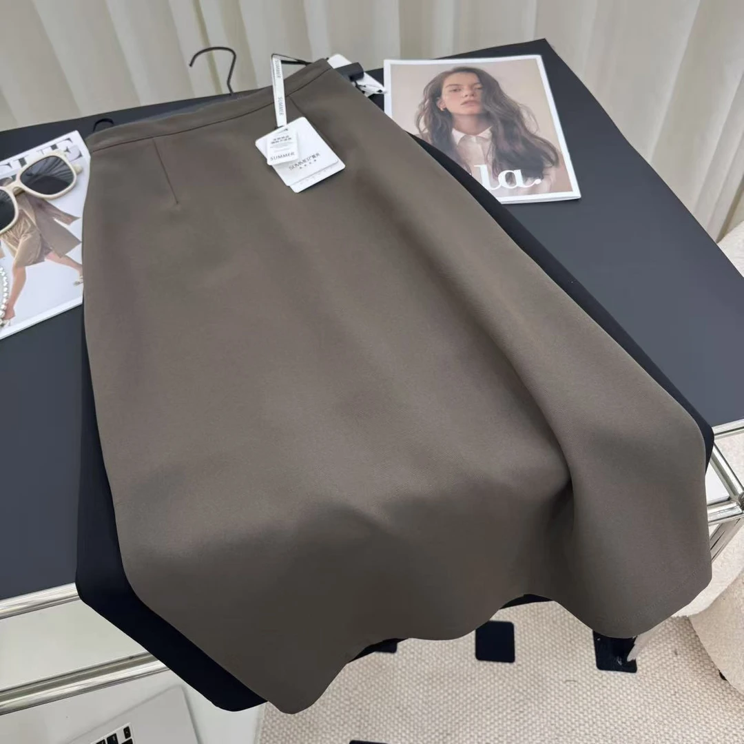 【夏央工厂店】2025秋冬新款西装面料质感直筒半身裙#6655