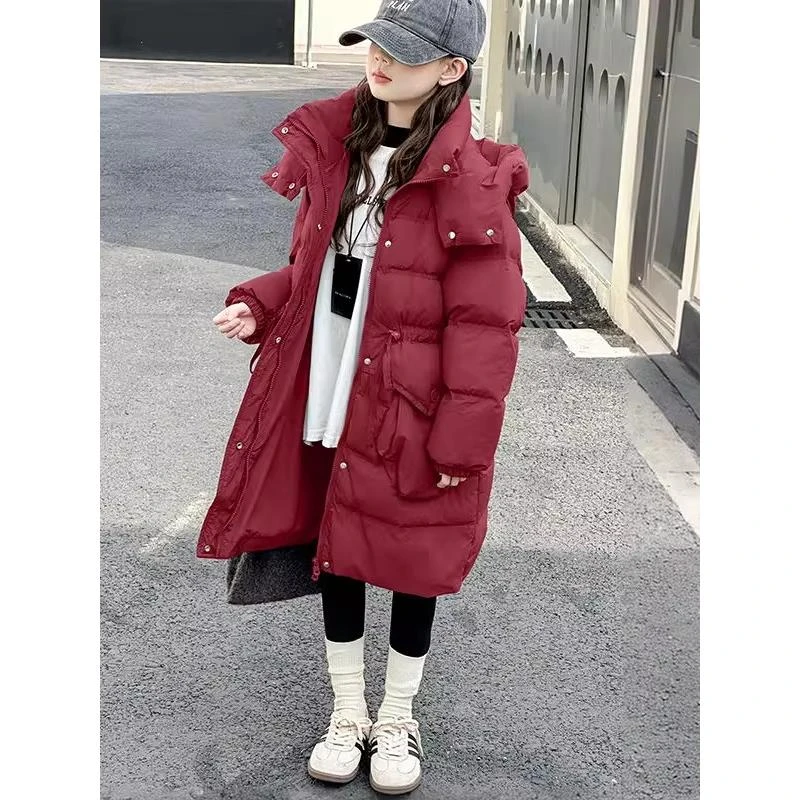 女童羽绒服2025新款儿童长款白鸭绒外套大童女孩冬季加厚保暖上衣