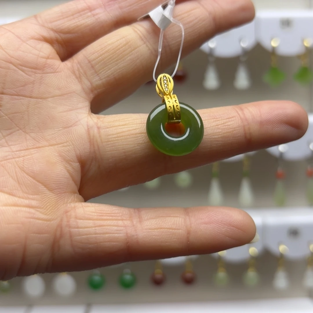 和田玉银S925镶嵌吊坠(不含链)