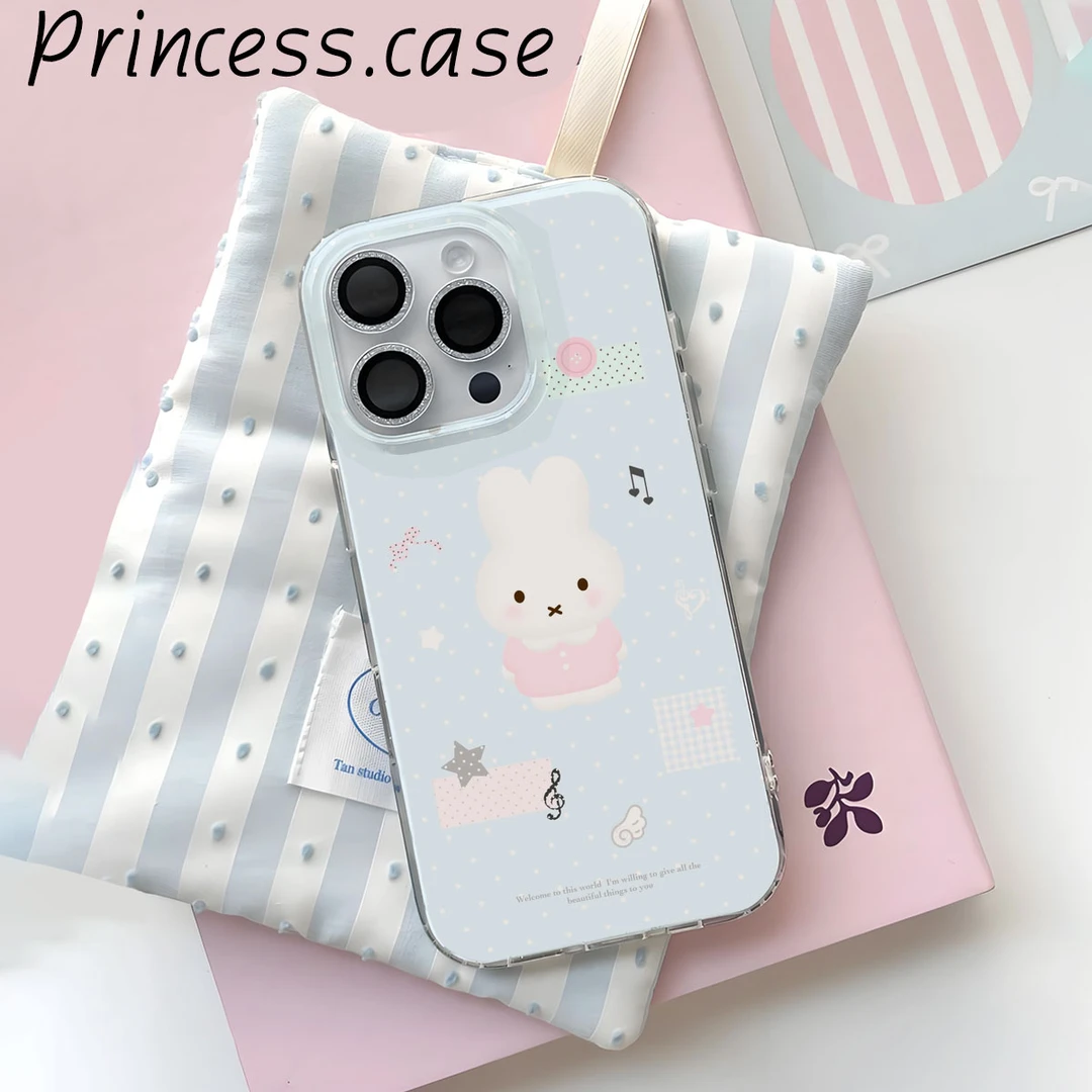 卡通音乐米菲兔适用多品牌手机壳可爱趣味女款防摔IMD双层软